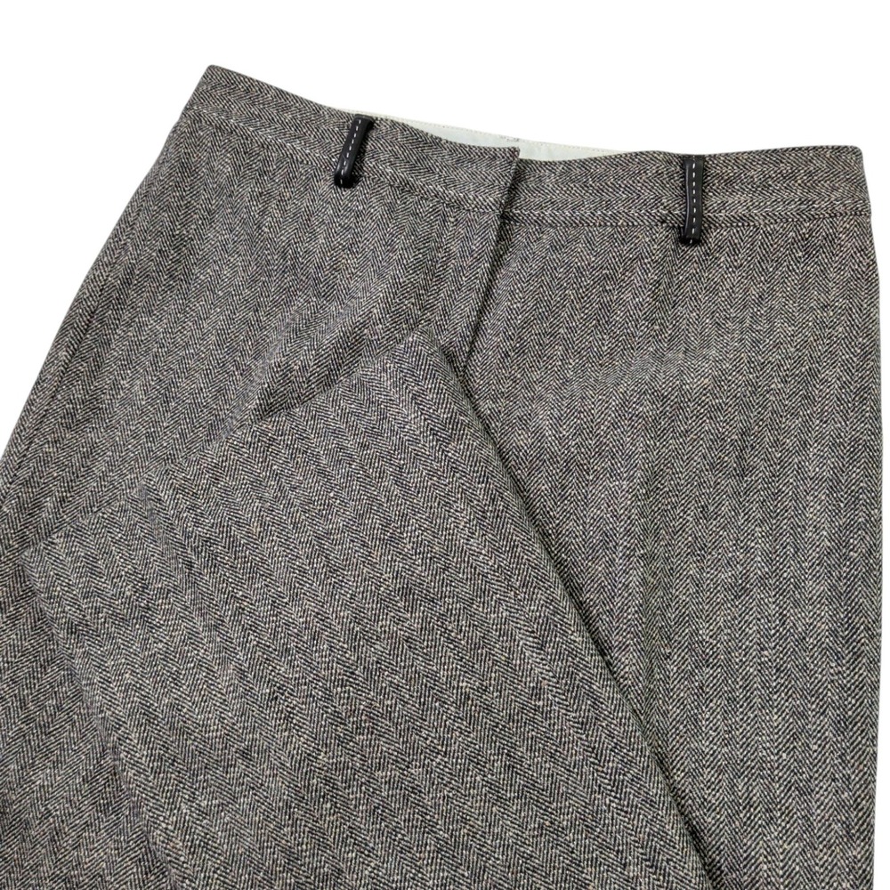 Elie Tahari Brown Herringbone Wool Silk Blend Straight Leg Pants Size 8